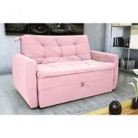 Sofá Cama2 Lugares Compacto Retratil Meg Matrix Veludo Turkey Rosa Veludo Turkey Rosa - 2