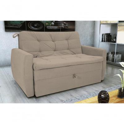 Sofá Cama2 Lugares Compacto Retratil Meg Matrix Suede Bege