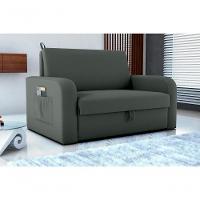 Sofá Cama 2 Lugares Compacto Com Baú 145 Larg Daiane Matrix Veludo Maserati Cinza - 2