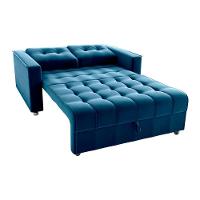 Sofá Cama Reclinável 2 Lugares Com Almofadas 140 Lag Drika Matrix Veludo Azul - 2