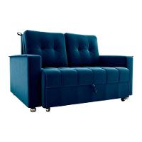 Sofá Cama Reclinável 2 Lugares Com Almofadas 140 Lag Drika Matrix Veludo Azul - 4