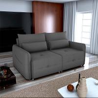 Sofá Cama 2 Lugares Com Com Assentos Divididos Premium Com Almofadas Celine Matrix Suede Cinza - 4