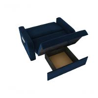 Sofá Cama 2 Lugares Compacto Com Baú 145 Larg Daiane Matrix Suede Azul - 4