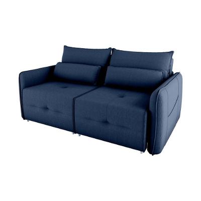 Sofá Cama 2 Lugares Com Com Assentos Divididos Premium Com Almofadas Celine Matrix Suede Azul