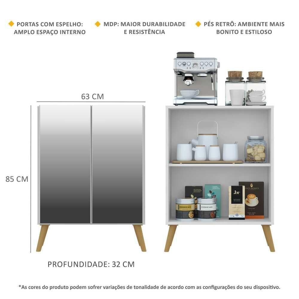 Aparador Retrô Espelho Multimóveis Cantinho Do Café Branco/natural - 6