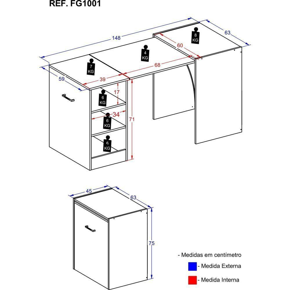 Aparador C Mesa Dobrável Multimóveis Cantinho Do Café Branco - 4