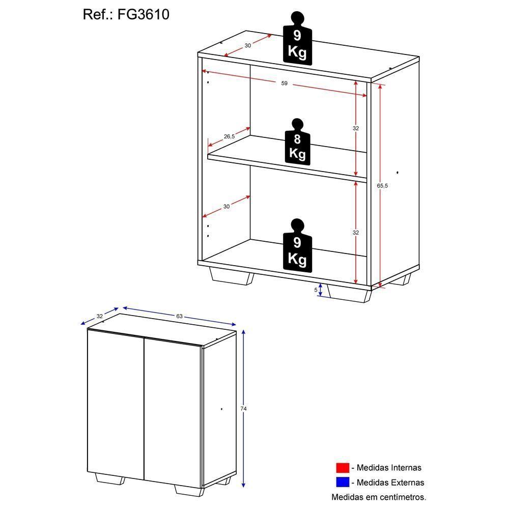 Aparador Multimóveis Cantinho Do Café Com 2 Portas Preto - 3