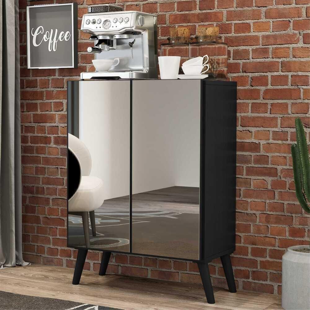 Aparador Retrô C/ Espelho Multimóveis Cantinho Do Café Preto - 3