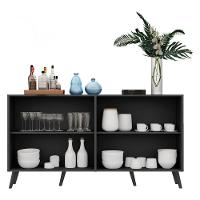 Aparador Buffet Retrô Com Espelho Multimóveis Veneza Preto - 2