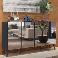 Aparador Buffet Retrô Com Espelho Multimóveis Veneza Preto - 3