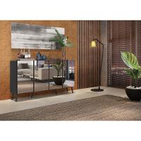 Aparador Buffet Retrô Com Espelho Multimóveis Veneza Preto - 6
