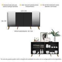 Aparador Buffet Retrô Com Espelho Multimóveis Preto/natural