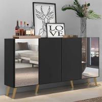 Aparador Buffet Retrô Com Espelho Multimóveis Preto/natural - 6