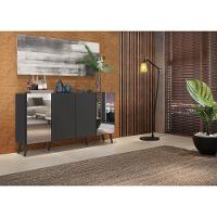 Aparador Buffet Retrô Com Espelho Multimóveis Preto - 5