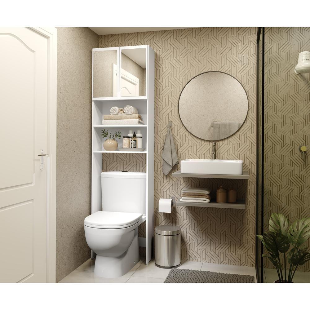 Armário Banheiro P Vaso Sanitário Espelho Multimóveis Branco - 3