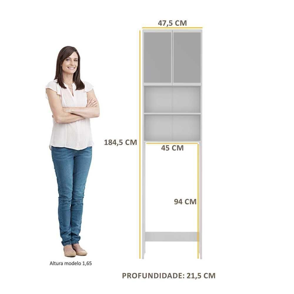 Armário Banheiro P Vaso Sanitário Espelho Multimóveis Branco - 6