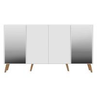 Aparador Buffet Retrô Com Espelho Multimóveis Branco/natural - 3