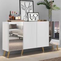 Aparador Buffet Retrô Com Espelho Multimóveis Branco/natural - 6