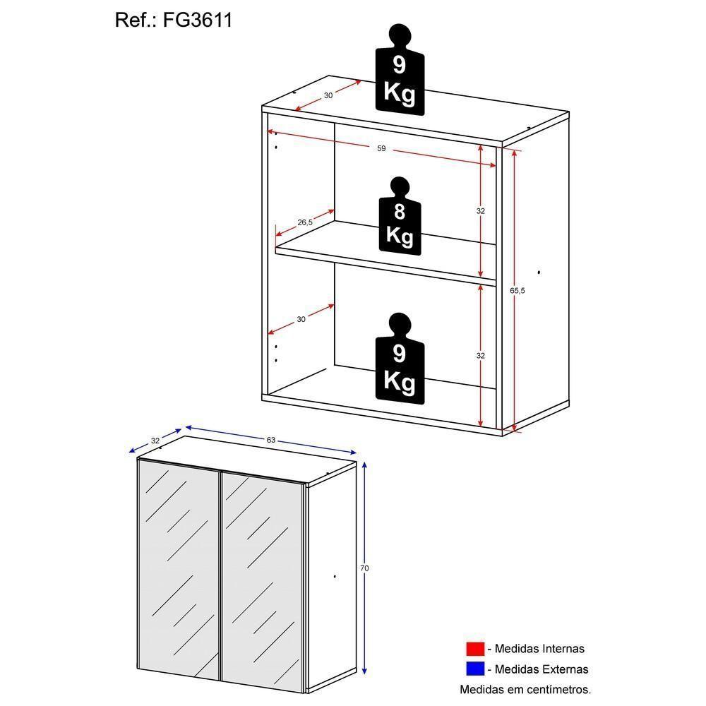 Aparador Com Espelho Multimóveis Cantinho Do Café 2 Portas Preto - 5