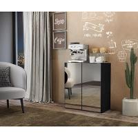 Aparador Com Espelho Multimóveis Cantinho Do Café 2 Portas Preto