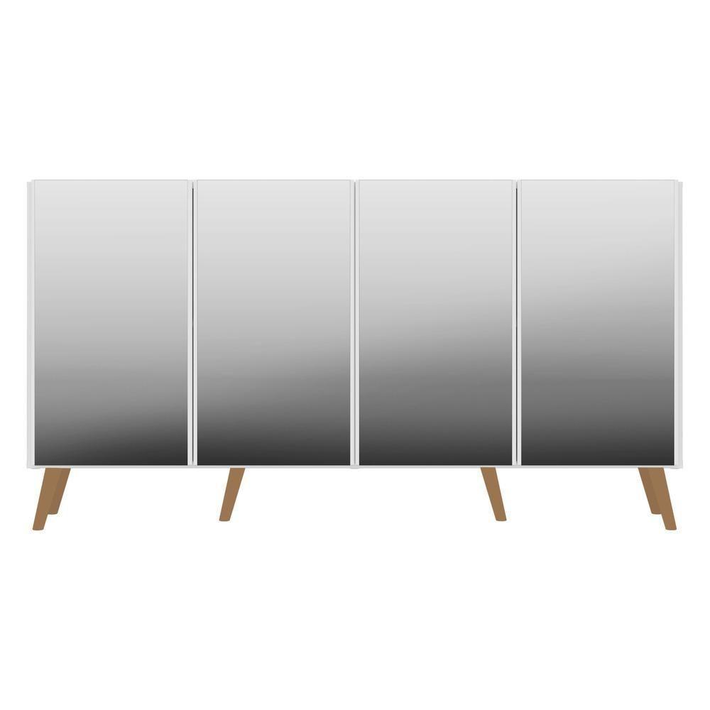 Aparador Buffet Retrô Com Espelho Multimóveis Branco/natural - 1