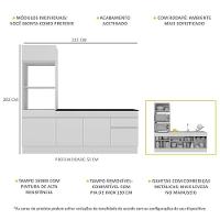 Armário De Cozinha Compacta 212cm Com Rodapé Veneza Multimóveis V2113 Branco Branco - 5