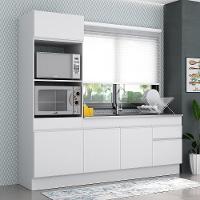Armário De Cozinha Compacta 212cm Com Rodapé Veneza Multimóveis V2113 Branco Branco - 6