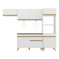 Armário De Cozinha Compacta 252cm Com Leds Veneza Up Multimóveis V2015 Branco/dourado Branco/dourado - 2