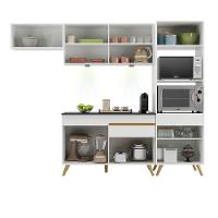 Armário De Cozinha Compacta 252cm Com Leds Veneza Up Multimóveis V2015 Branco/dourado Branco/dourado - 3