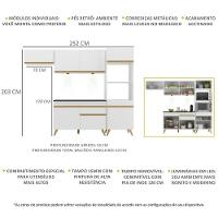 Armário De Cozinha Compacta 252cm Com Leds Veneza Up Multimóveis V2015 Branco/dourado Branco/dourado - 5