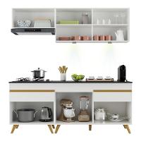 Armário De Cozinha Compacta 190cm Com Leds Veneza Up Multimóveis V2030 Branco/dourado Branco/dourado - 3