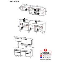 Armário De Cozinha Compacta 190cm Com Leds Veneza Up Multimóveis V2030 Branco/dourado Branco/dourado