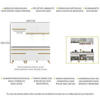 Armário De Cozinha Compacta 190cm Com Leds Veneza Up Multimóveis V2030 Branco/dourado Branco/dourado - 5
