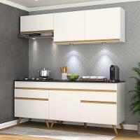 Armário De Cozinha Compacta 190cm Com Leds Veneza Up Multimóveis V2030 Branco/dourado Branco/dourado - 6