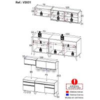 Armário De Cozinha Compacta 190cm Com Leds Veneza Up Multimóveis V2031 Branco/dourado Branco/dourado