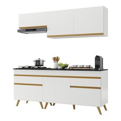 Armário De Cozinha Compacta 190cm Veneza Multimóveis V3705 Branco/dourado Branco/dourado