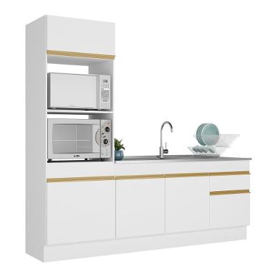 Armário de Cozinha Compacta V2113 5 Portas 1 Gaveta MDF 212cm Preto com Tampo