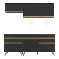 Armário De Cozinha Compacta 190cm Com Leds Veneza Up Multimóveis V2030 Preto/dourado Preto/dourado - 2