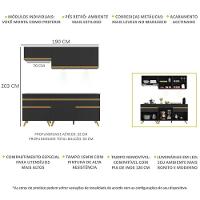 Armário De Cozinha Compacta 190cm Com Leds Veneza Up Multimóveis V2030 Preto/dourado Preto/dourado - 5