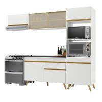 Armário De Cozinha Compacta 252cm Veneza Multimóveis V3691 Branco/dourado Branco/dourado - 1
