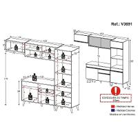 Armário De Cozinha Compacta 252cm Veneza Multimóveis V3691 Branco/dourado Branco/dourado