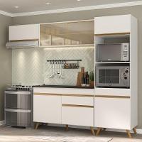 Armário De Cozinha Compacta 252cm Veneza Multimóveis V3691 Branco/dourado Branco/dourado - 6