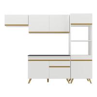 Armário De Cozinha Compacta 252cm Veneza Multimóveis V3690 Branco/dourado Branco/dourado - 2