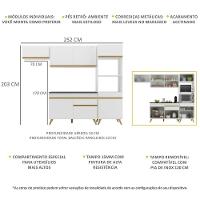 Armário De Cozinha Compacta 252cm Veneza Multimóveis V3690 Branco/dourado Branco/dourado - 5