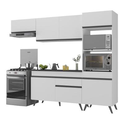 Armário de Cozinha Compacta Veneza V3690 7 Portas 1 Gaveta MDF 252cm Preto