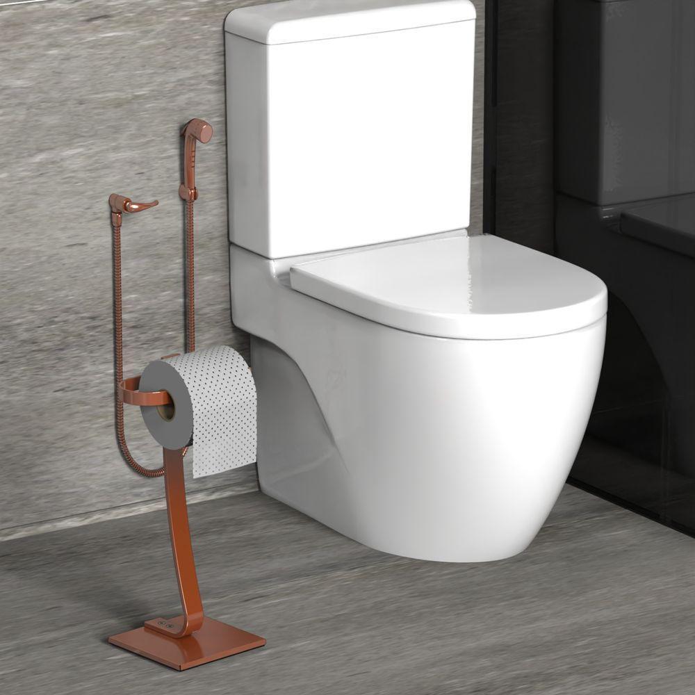 Porta Papel Higiênico De Chão Suporte Papeleira Rose Gold.s - 3