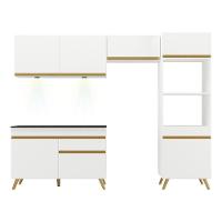 Armário De Cozinha Compacta 252cm Com Leds Veneza Up Multimóveis V2018 Branco/dourado Branco/dourado - 2