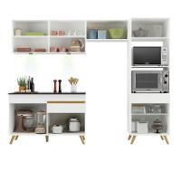 Armário De Cozinha Compacta 252cm Com Leds Veneza Up Multimóveis V2018 Branco/dourado Branco/dourado - 3