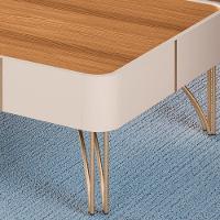 Mesa De Centro Para Sala Pés De Aço Cadenza Off/cinamomo - Hb Móveis - 6