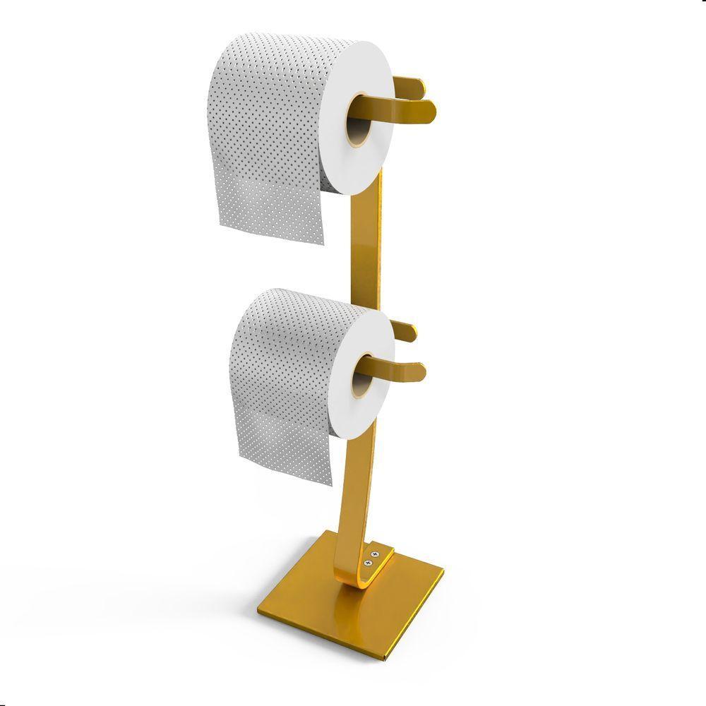 Porta Papel Higiênico De Chão Suporte Papeleira Dourada.d - 4